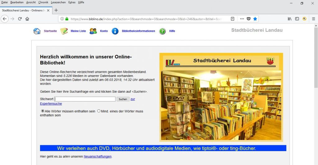 Stadtbücherei Landau online